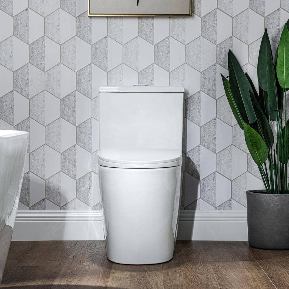 17" Comfort Height StandardToilet, Dual-Flush Modern Elongated One-Piece Toilet with Glazed Surface (Seat lncluded)
