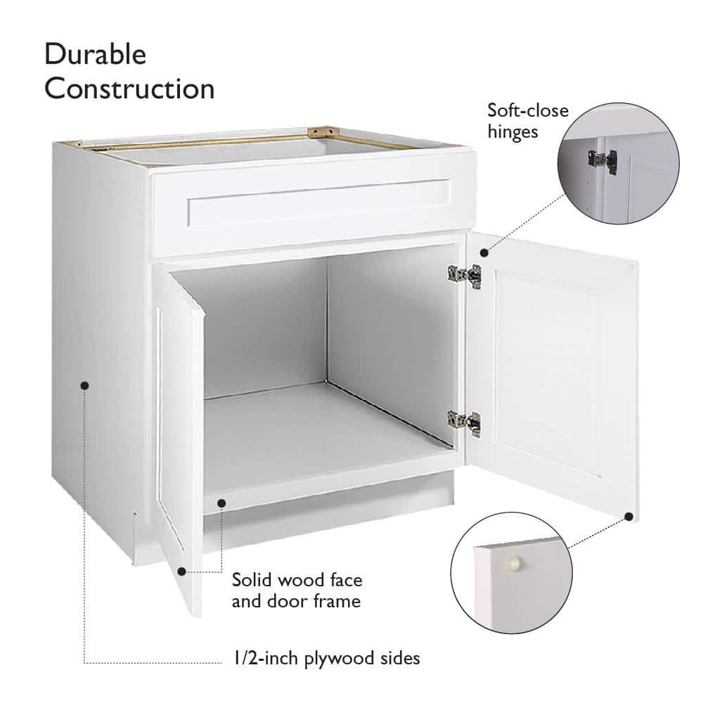 Design House Design House Brookings Unassembled Shaker Sink Base Kitchen Cabinet, White