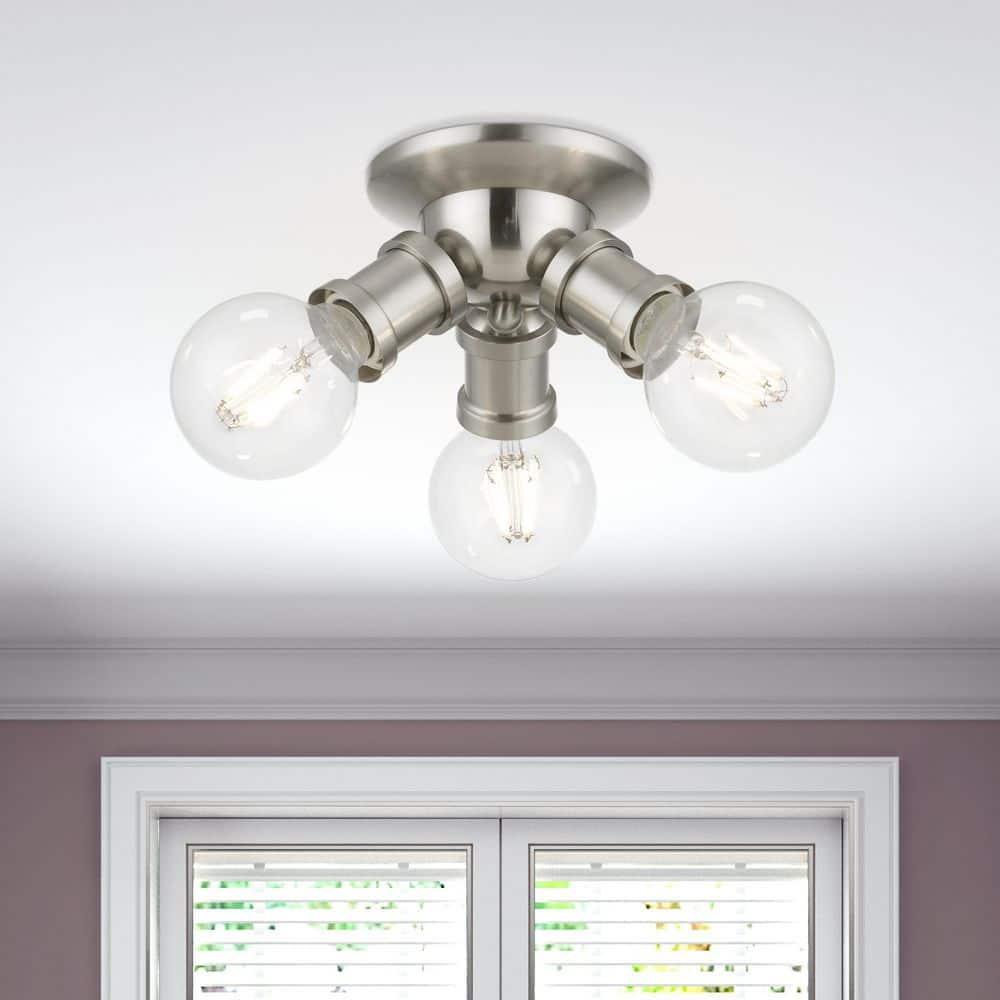 Livex Lighting Lansdale 3 - Light Flush Mount in  Brushed Nickel