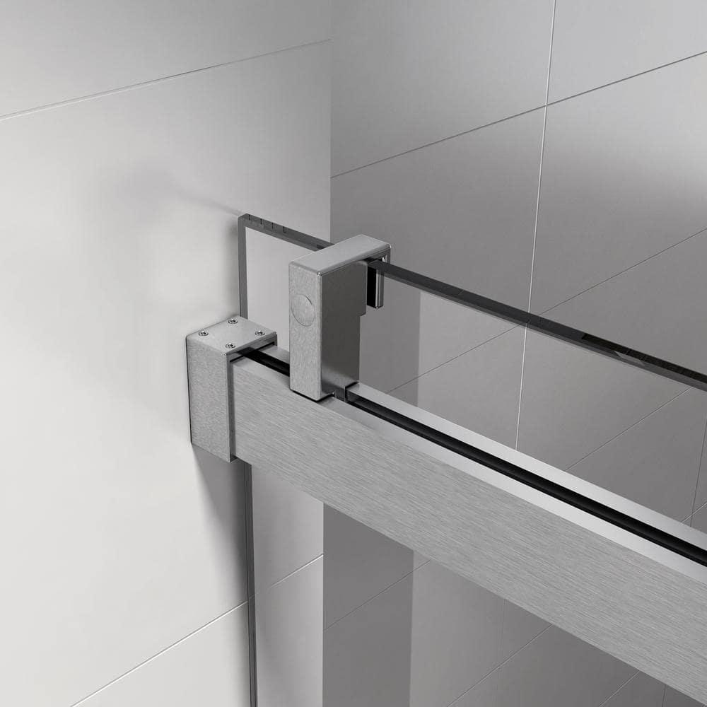 Gxcevsou 56-60“ *76” Frameless Soft Close Shower Door, 1/4” (6 mm) Tempered Glass Single Slide with Explosion Proof Coating, Reversible Installation