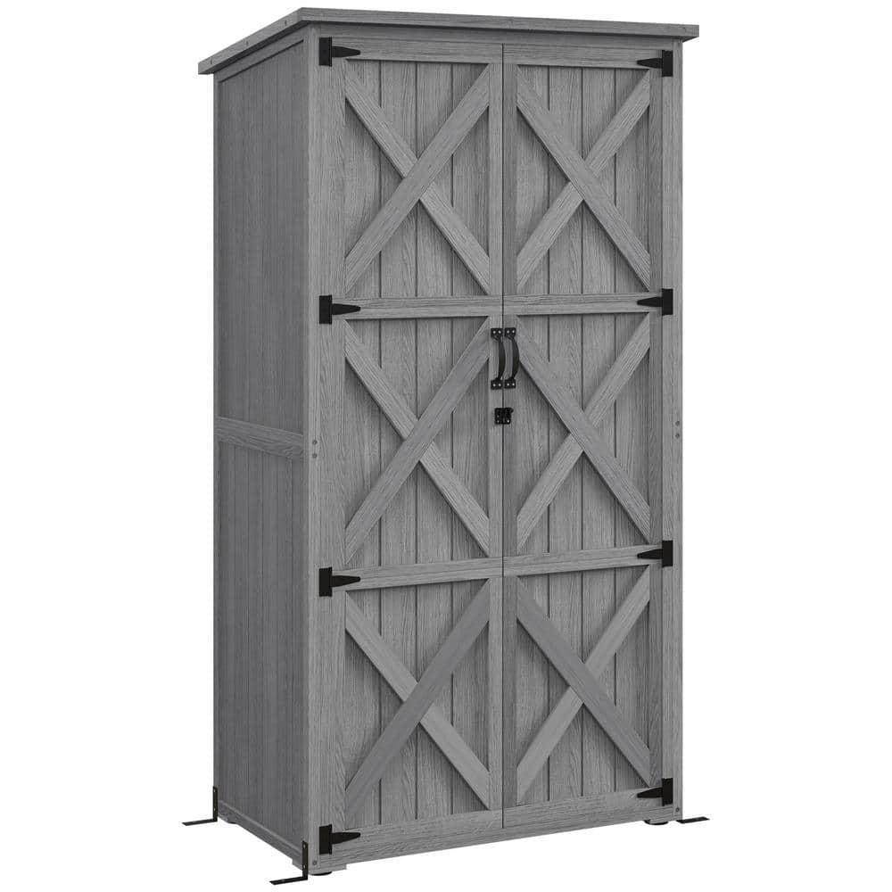 Outsunny Outdoor 3 ft. W x 2 ft. D Wood Vertical Tool Shed