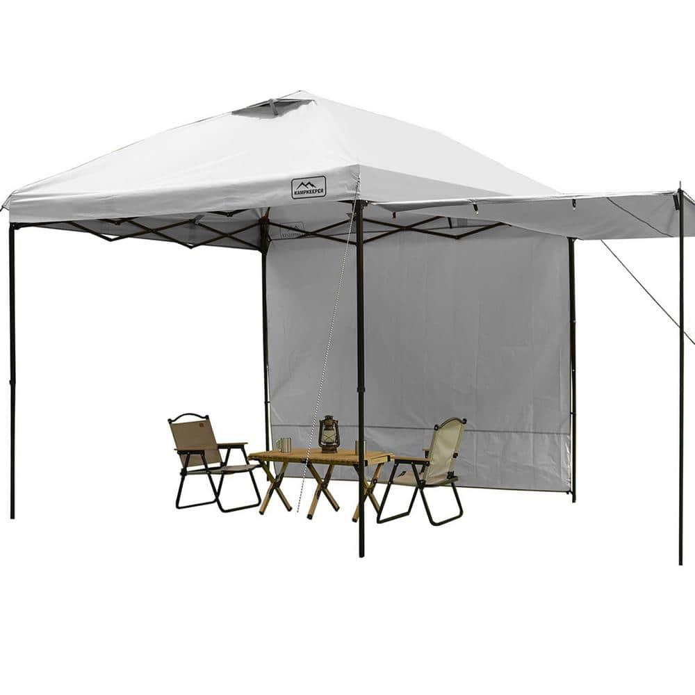 KAMPKEEPER 10x10 Easy Pop Up Canopy Tent with 2 Sidewalls, Instant Outdoor Shade Shelter with 2 PCS Removable 10FT Sun Walls, Quick Setup Waterproof and UV-Resistant for Patio, Camping, Backyard