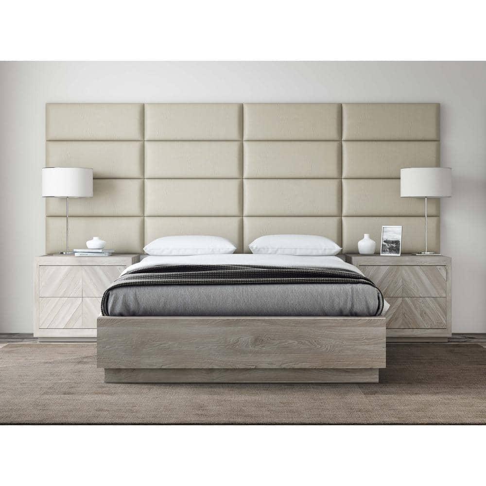 VANT Upholstered Wall Panels - Queen/Full Size Wall Mounted Headboards - Vintage Leather Dusty Taupe - Pack of 4 Panels (Each Individual Panel 30"x11.5") 30'' WIDE Vintage Leather Dusty Taupe
