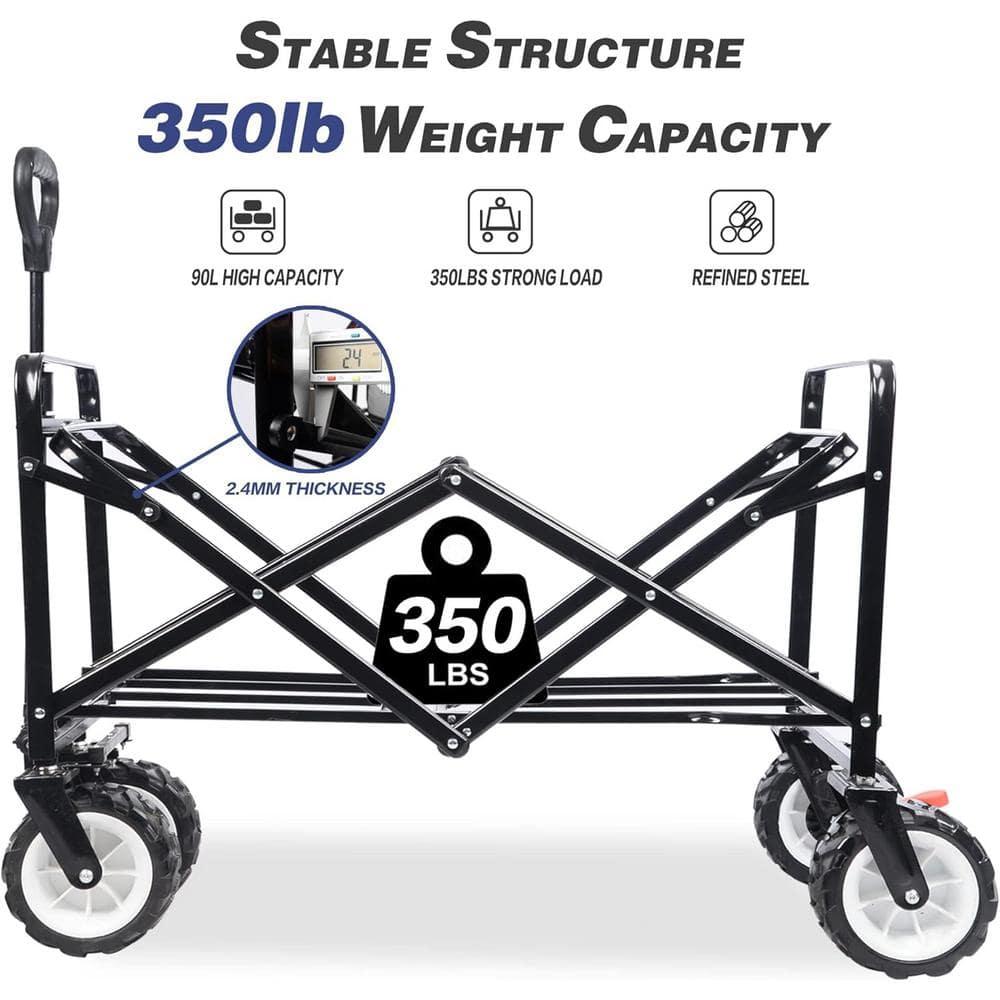 Heavy Duty Dark Blue Steel Collapsible Outdoor Wagon with All-Terrain Wheels