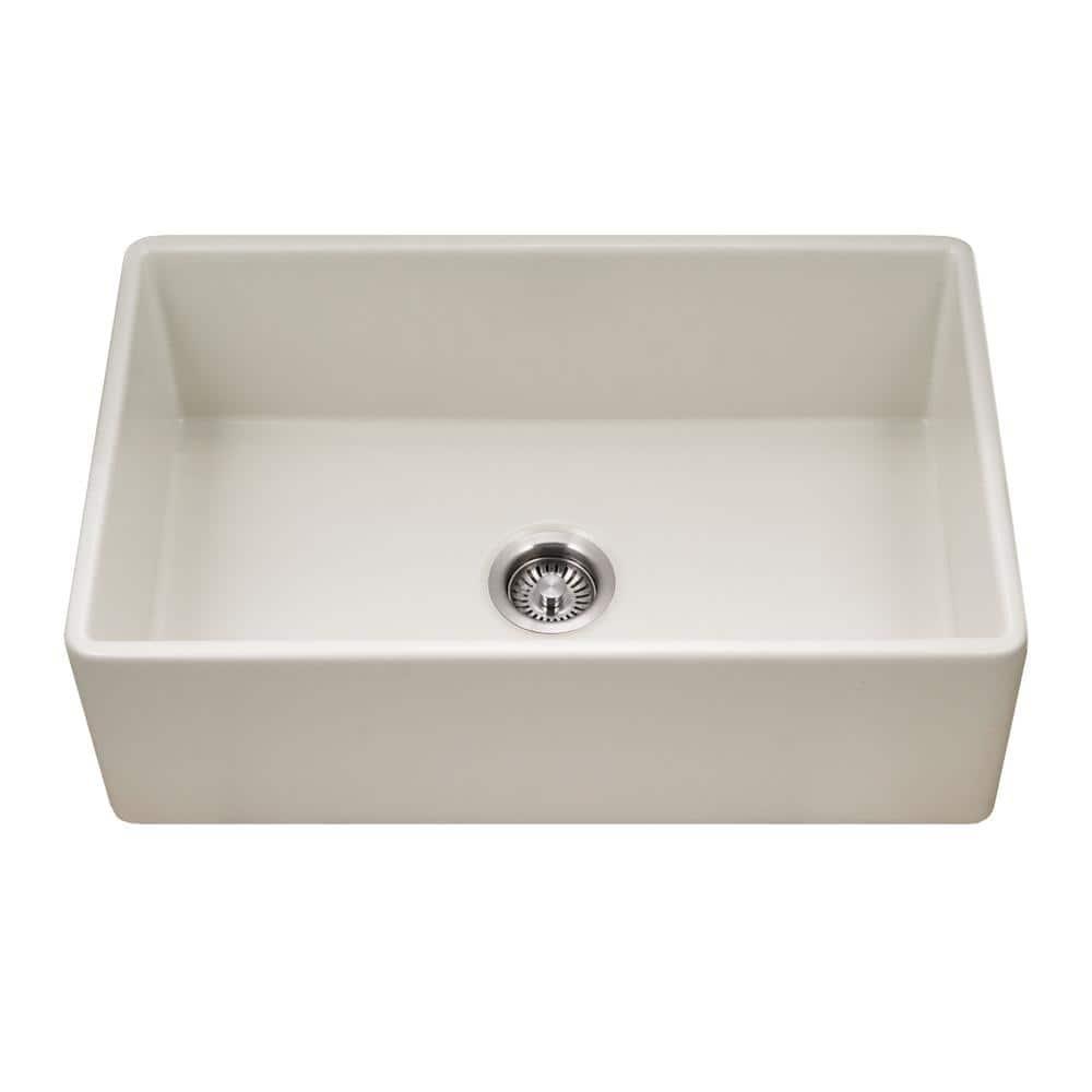 Houzer 30 in x 18 in Biscuit Fireclay Apron Front Single Bowl Kitchen Sink - PTS-4118 BQ
