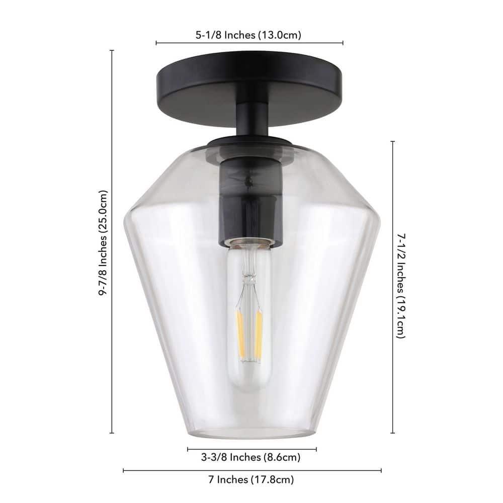 Evelyn&Zoe 7" Black Semi Flush Mount