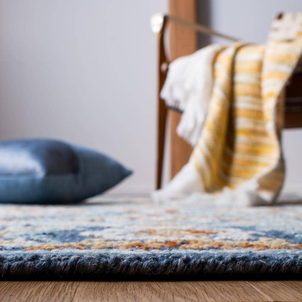 SAFAVIEH Blossom Dima Damask Area Rug, Navy/Yellow, 8' x 10'