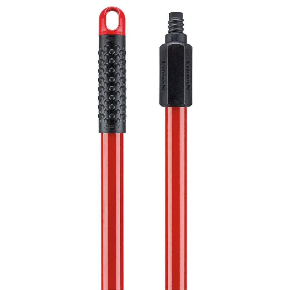 24 in. Black and Red Multi-Surface Push Broom with Steel Handle
