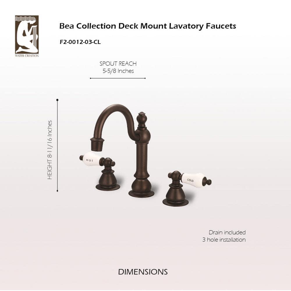 Water Creation F2-0012-03-CL American 20th Century Classic Widespread Lavatory F2-0012 Faucets - Brown & Oil-Rubbed Bronze