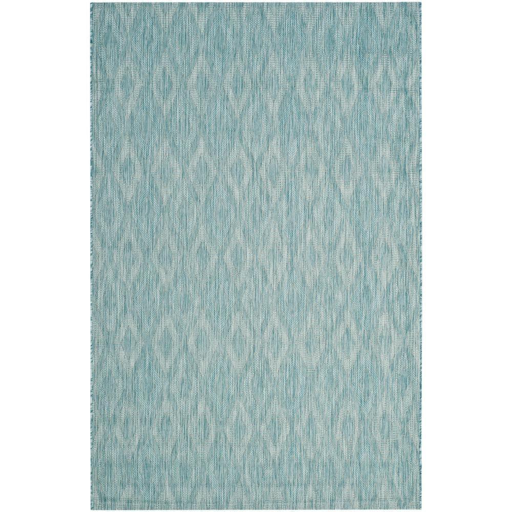 Courtyard CY8522 Power Loomed Indoor and Outdoor Area Rug - Aqua/Aqua - 5'3"x7'7" - Safavieh
