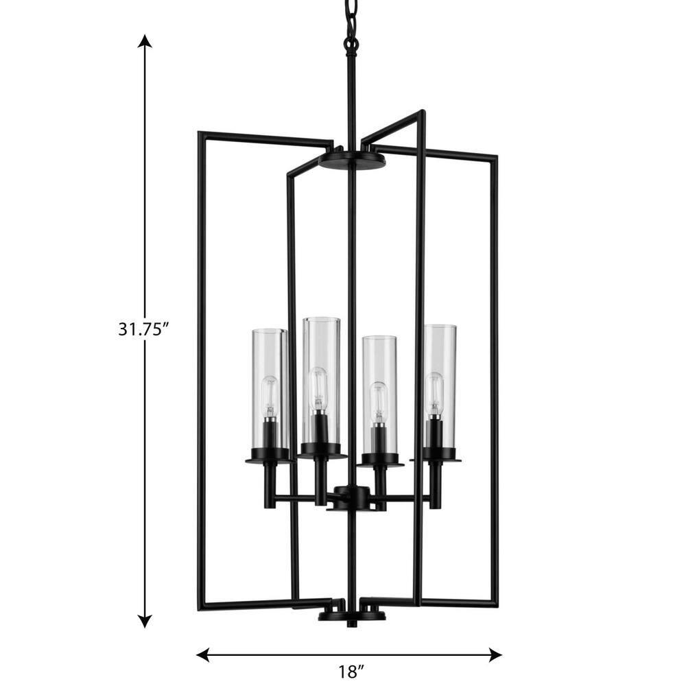 Progress Lighting Kellwyn 4-Light Foyer Pendant, Brushed Nickel, Clear Glass