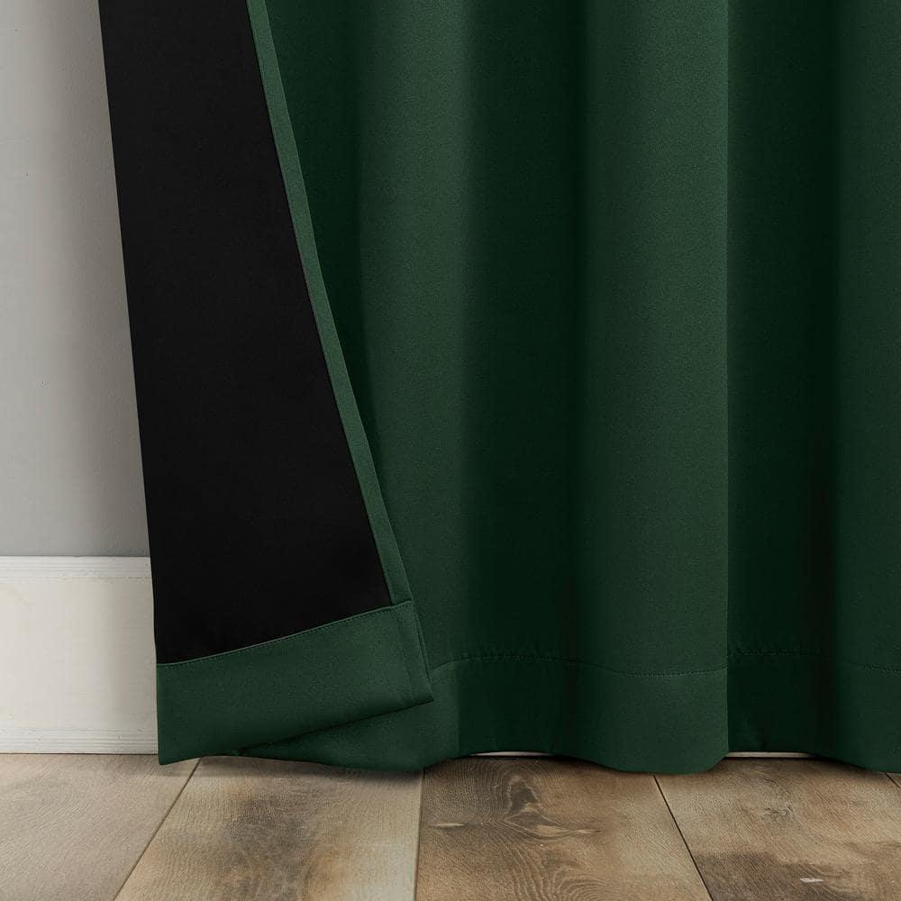 52"x108" Sun Zero Blackout Oslo Theater Grade Grommet Curtain Panel Evergreen: Modern Energy Efficient Noise Reduction