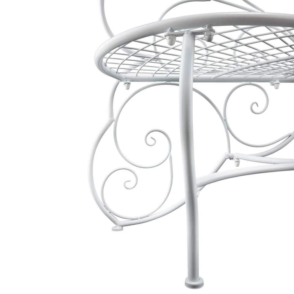 38" x 62" Metal Butterfly Outdoor Bench White - Alpine Corporation: Weather-Resistant, Garden Seating