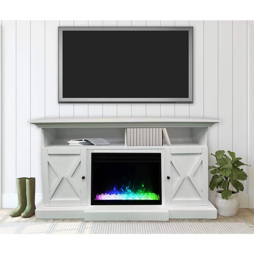 Cambridge Cambridge Summit 62-In. Farmhouse Fireplace TV Stand with Crystal Rocks Display