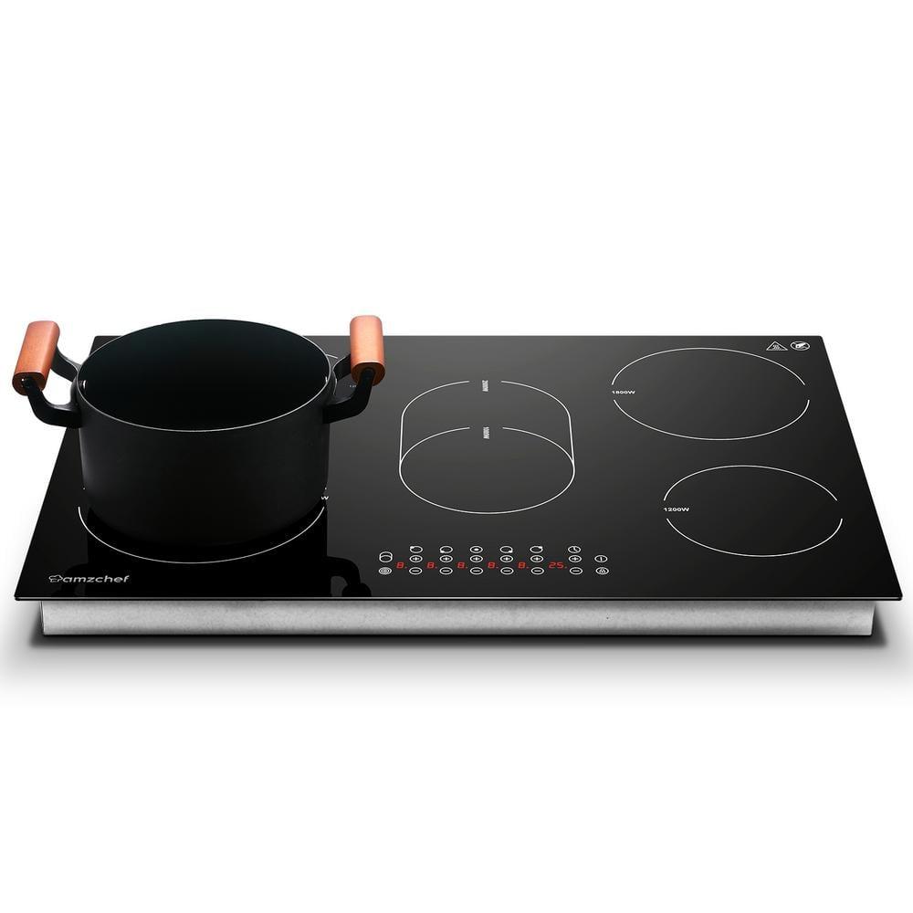 30 Inch cooktop,8500 Watt 5 Stoves,9-section heating Burner,Timer function,Waste heat alarm,Touch control,Scratch-resistant vitro ceramic glass