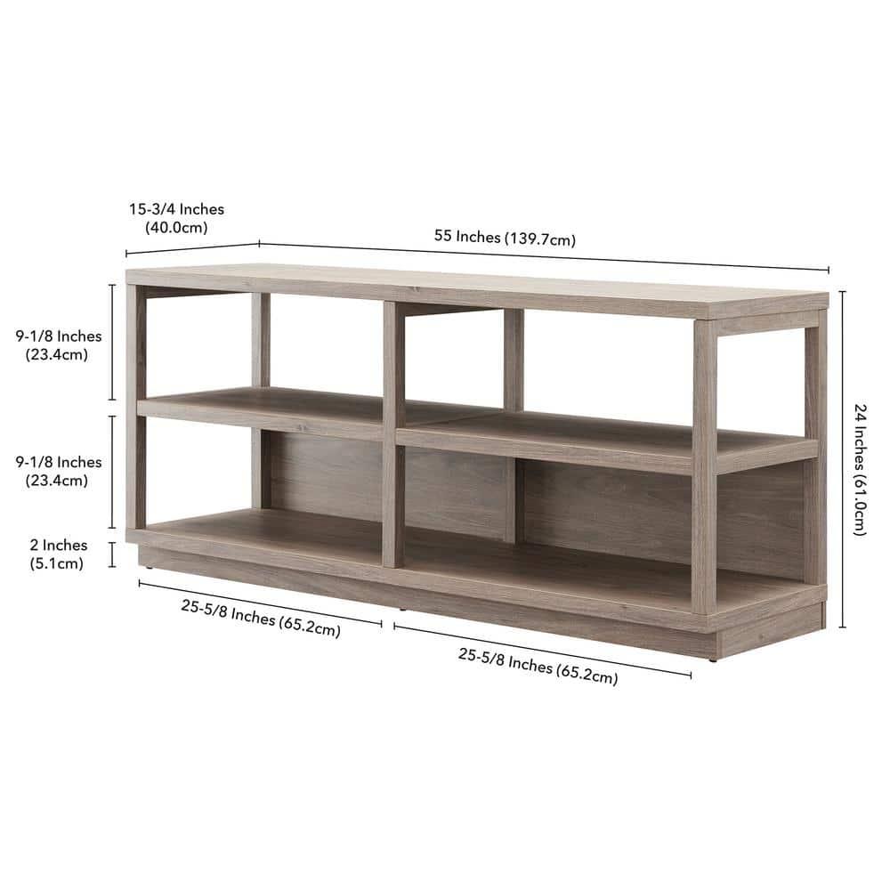 Evelyn&Zoe Thalia Rectangular TV Stand for TV's up to 60", Antique Gray Oak