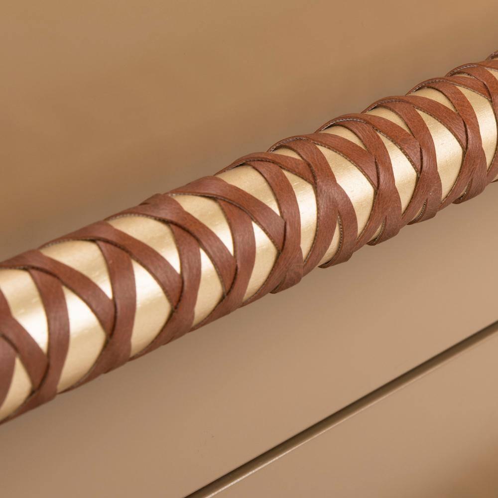 Raquel 3 Drawer Chest - Taupe/Gold/Brown Faux Leather - Safavieh.