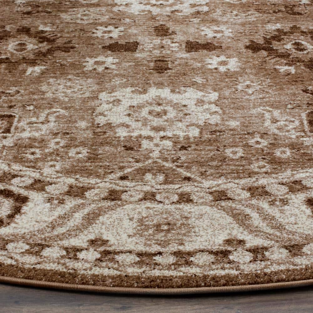 Vintage Hamadan VTH214 Power Loomed Area Rug - Taupe - 3' round - Safavieh.