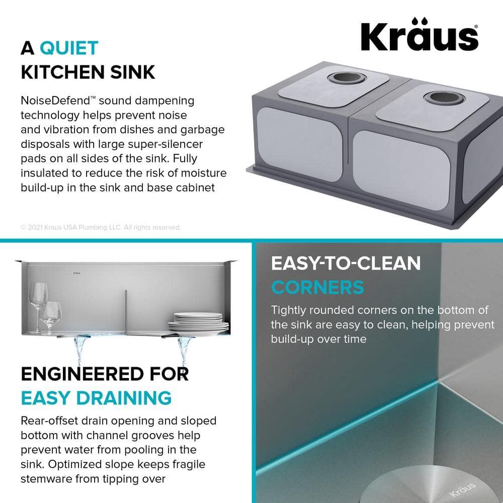 Kraus KRAUS Kore™ 30" L Undermount Workstation 16 Gauge Stainless Steel Double Bowl Kitchen Sink KWU112-30