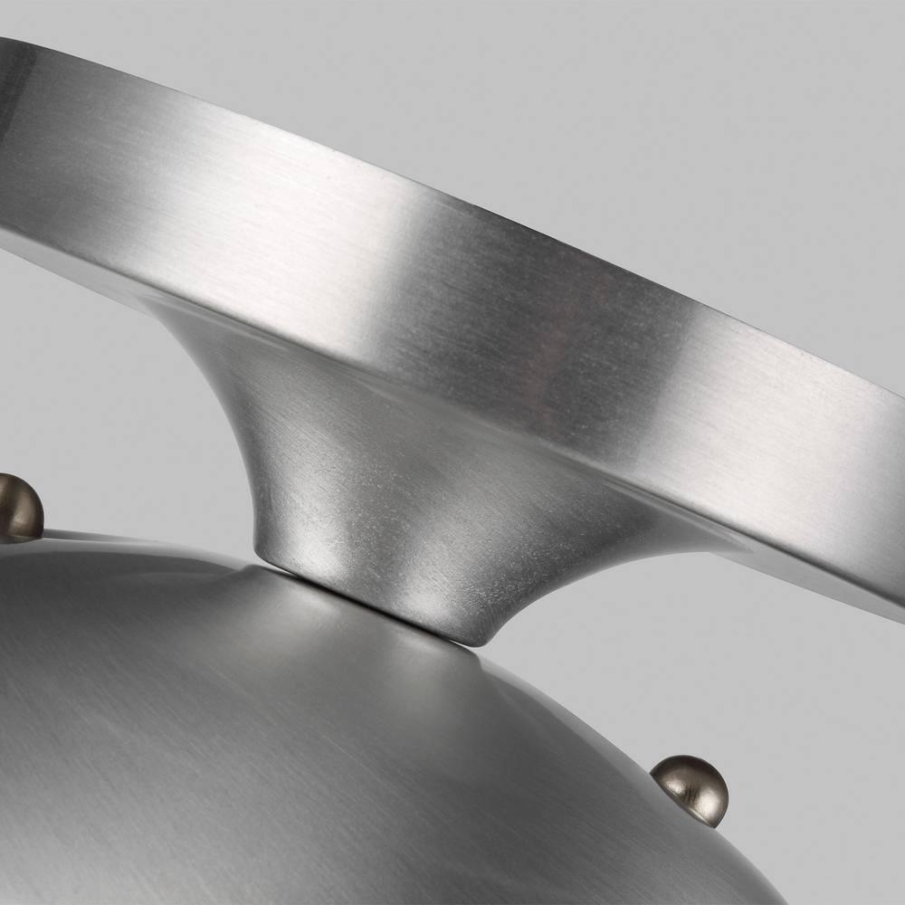 Satin Aluminum Globe Semi-Flush Mount with Clear Seeded Glass