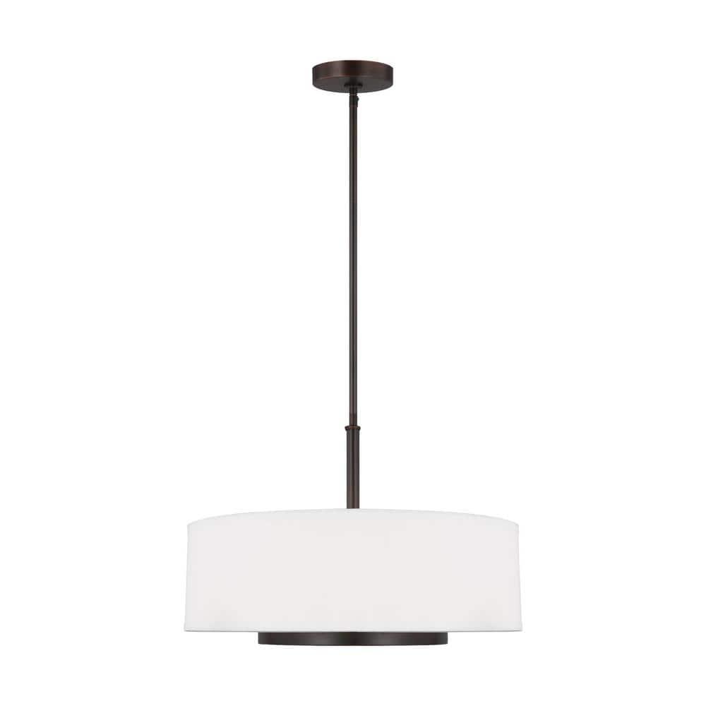 Generation Lighting 6628003-710 Nance Three - Light Pendant Hanging Modern Fixture, Bronze