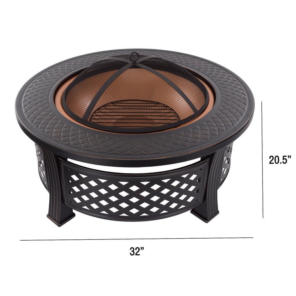Sol 72 Outdoor™ Adriana  Fire Pit - 32-Inch Outdoor Fireplace with Spark Screen, Poker, and Cover - Wood-Burning Fire Pit for Yard, Patio, or Camping by Pure Garden