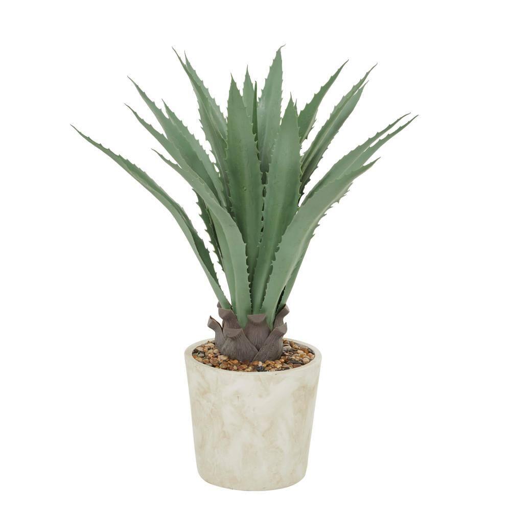 DecMode 31" Artificial Agave Plant in Realistic Leaves and Beige Ceramic Pot