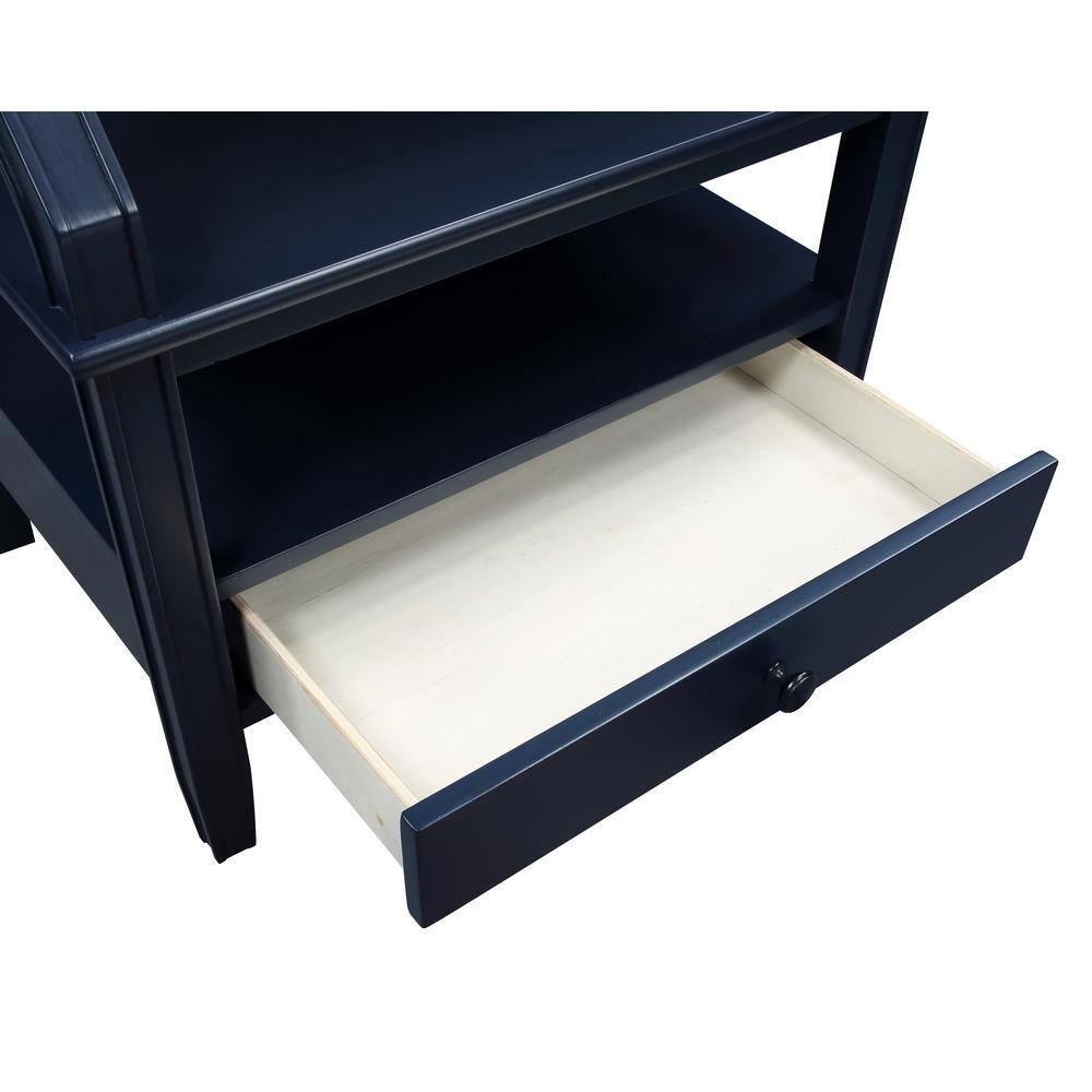 Comfort Pointe Newton Nightstand Midnight Blue: Classic Hardware, Storage Shelf, Pull Out Tray