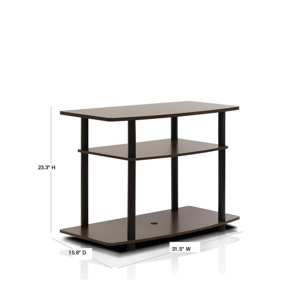 Furinno 3-Tier TV Stand Console Table for TV's up to 32" Media Entertainment Center No Tools Espresso/Black