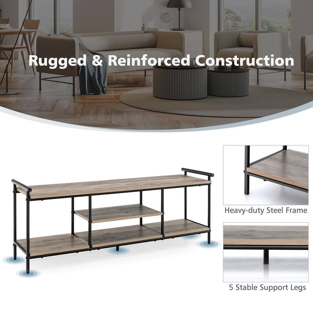 Costway Industrial TV Stand for TV's up to 60'' Media Center Console Table w/ Open Shelf