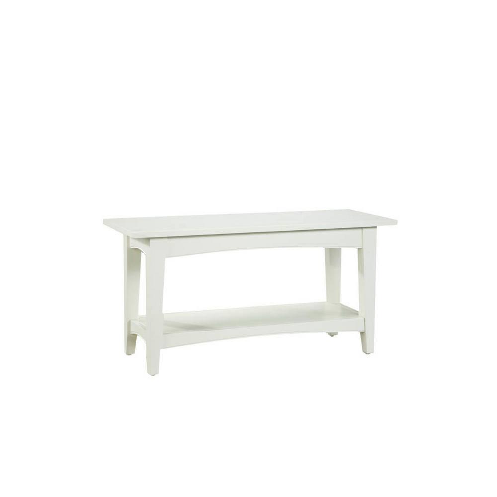 Alaterre Furniture Shaker Cottage Bench with Shelf, Ivory