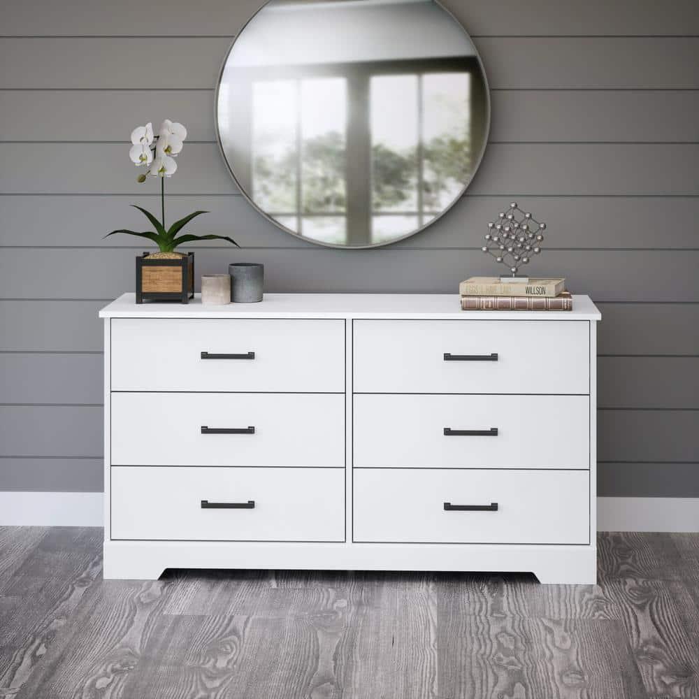 Prepac Rustic Ridge Farmhouse 6 Drawer Bedroom Dresser White