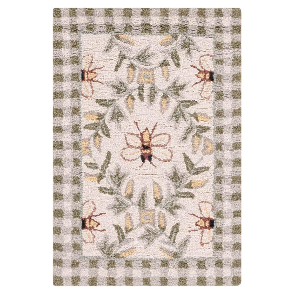 Chelsea HK55 Hand Hooked Accent Rug - Ivory/Green - 1'8"x2'6" - Safavieh.