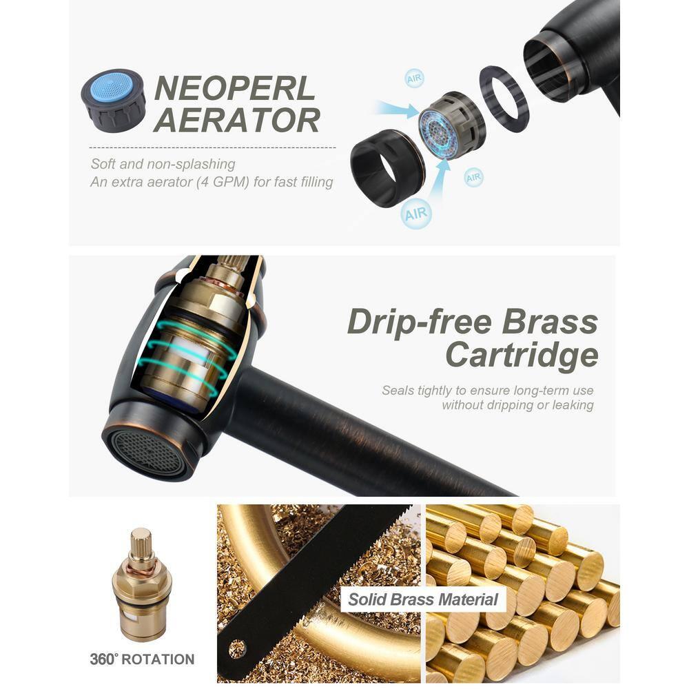 Deck Mount Pot Filler Faucet with Double-Handle in Oil Rubbed Bronze