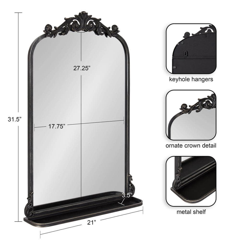 Kate and Laurel Arendahl Functional Mirror with Shelf - Black, 21x32
