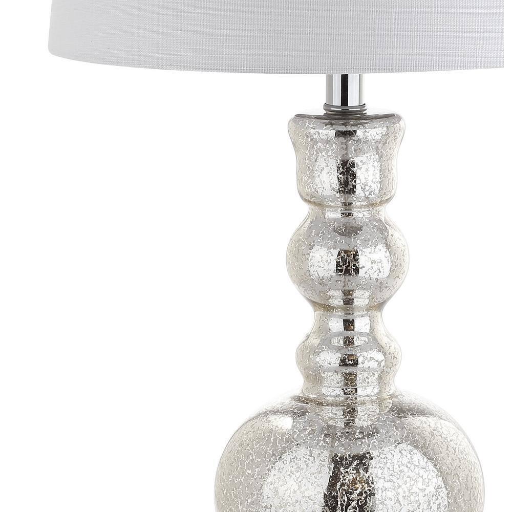 JONATHAN Y JYL1061D-SET2 Genie 28.5" Glass LED Table Lamp, Contemporary, Transitional for living room, dinning room, bedroom, office Bulb Included, Mercury Silver (Set of 2)