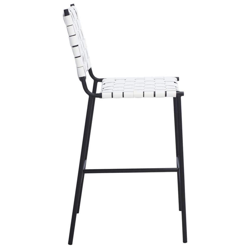 Olenna Woven Counter Stool - BST3011 - White/Black - Safavieh