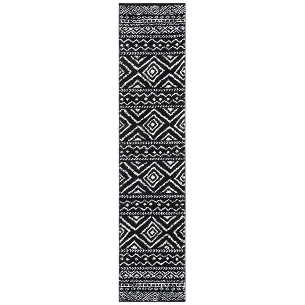 Tulum TUL267 Power Loomed Indoor Runner Rug - Black/Ivory - 2'x9' - Safavieh