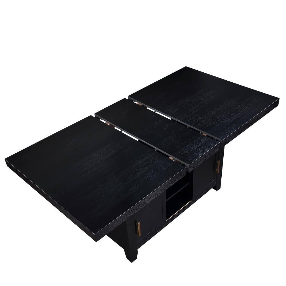 Yves Charcoal Wood Extendable Counter Height Dining Table with Storage