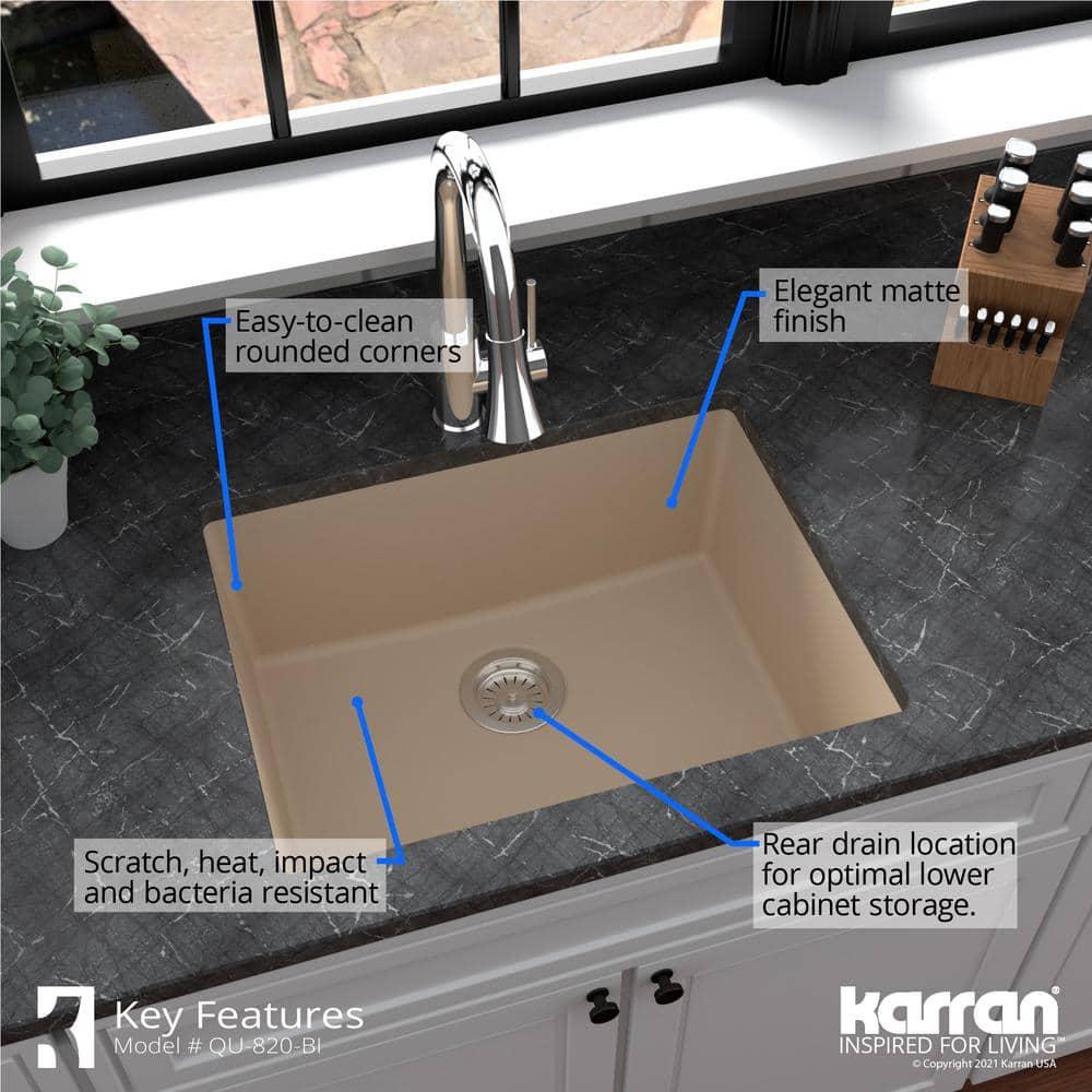 Karran Undermount Quartz Composite 31-3/4'' X 19-1/4'' Single Bowl Kitchen Sink