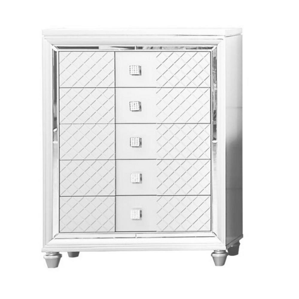 Benjara Seri Tall Dresser Chest With 5 Drawers, Diamond Pattern, Solid Wood