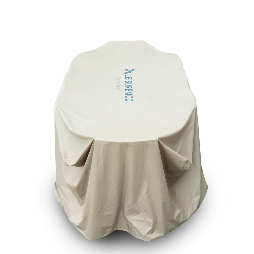 LeisureMod Mid-Century Modern Chelsea Rectangular Outdoor Rain Cover for 87" Patio Dining Table and Chairs Set in Brown