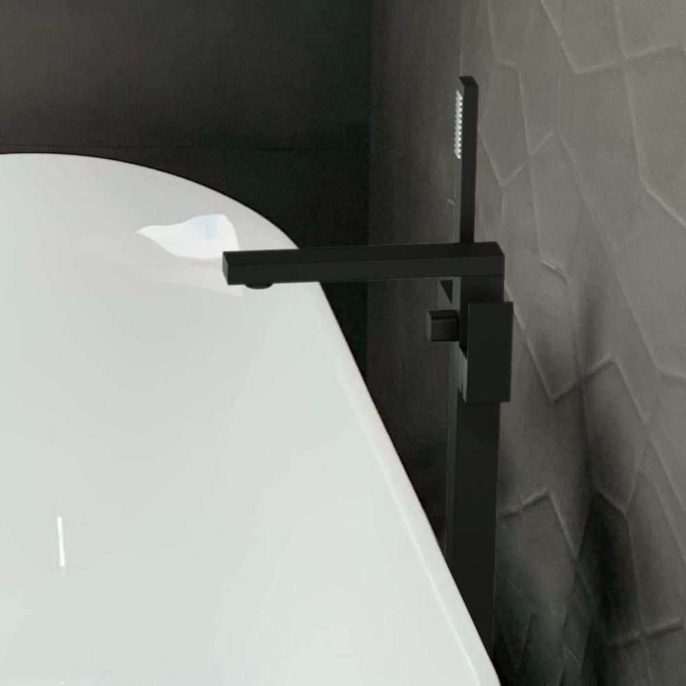 Cube Floor Tub Spout with Diverter