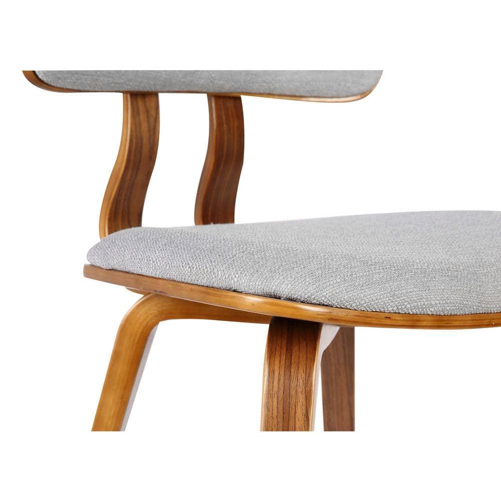Jaguar Mid-Century Modern Kitchen Dining Table Accent Chair in Walnut Wood and Gray Fabric