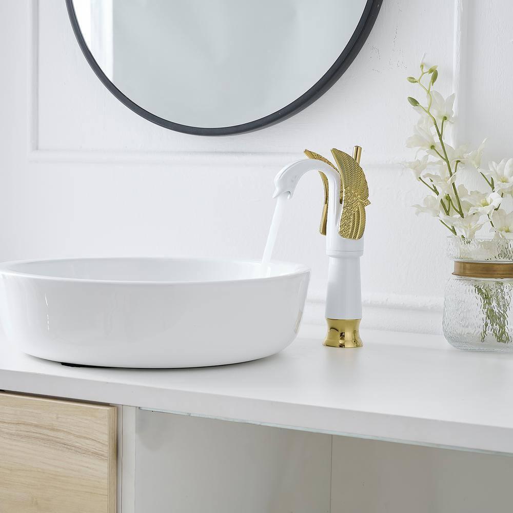 BWE Single Handle Vessel Sink Faucet with Pop-Up Drain in Gold