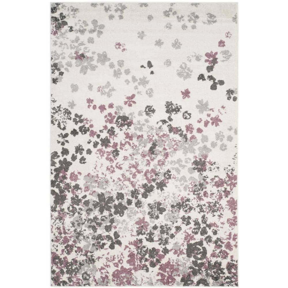 Adirondack ADR115 Machine Made Indoor Area Rug - Ivory/Purple - 6'x9' - Safavieh