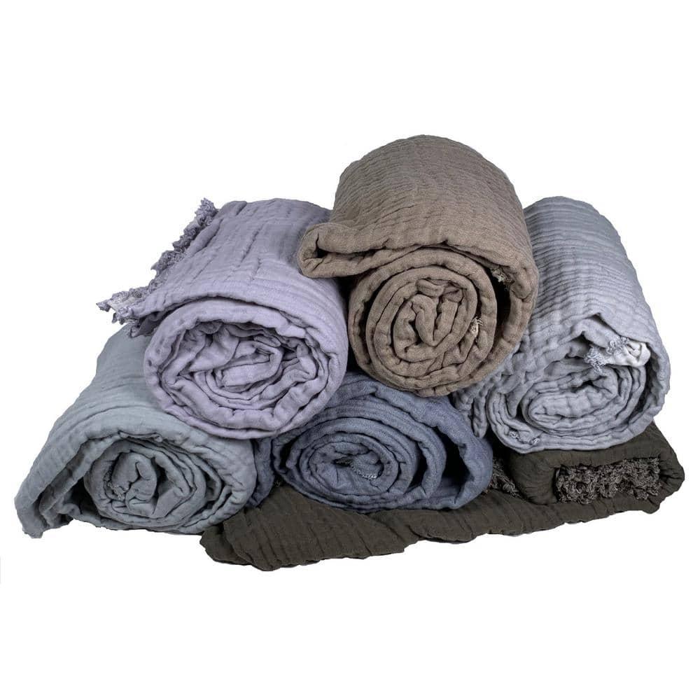 50"x60" Two Toned Organic Throw Blanket Lavender - Truly Soft: GOTS Certified, Reversible, Lightweight
