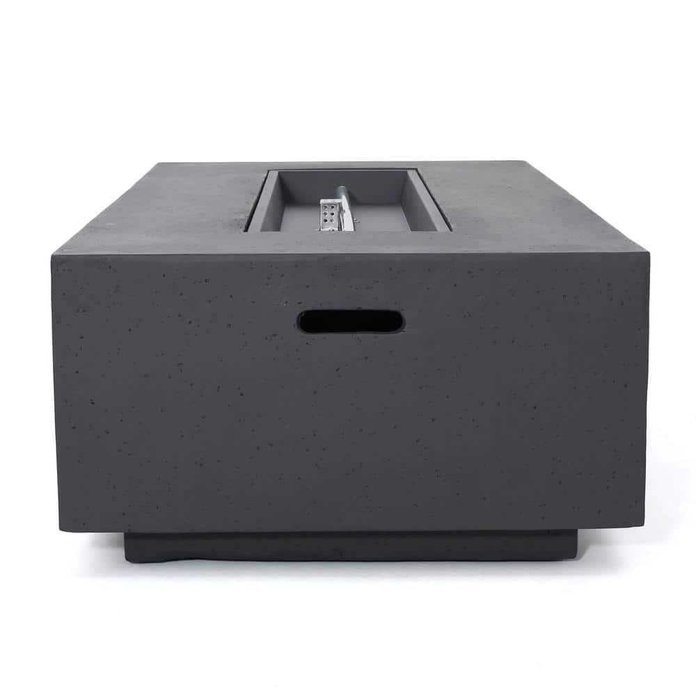 Mayfair Lightweight Concrete Outdoor 50,000 BTU Rectangular Fire Pit (No Tank Holder), Dark Gray