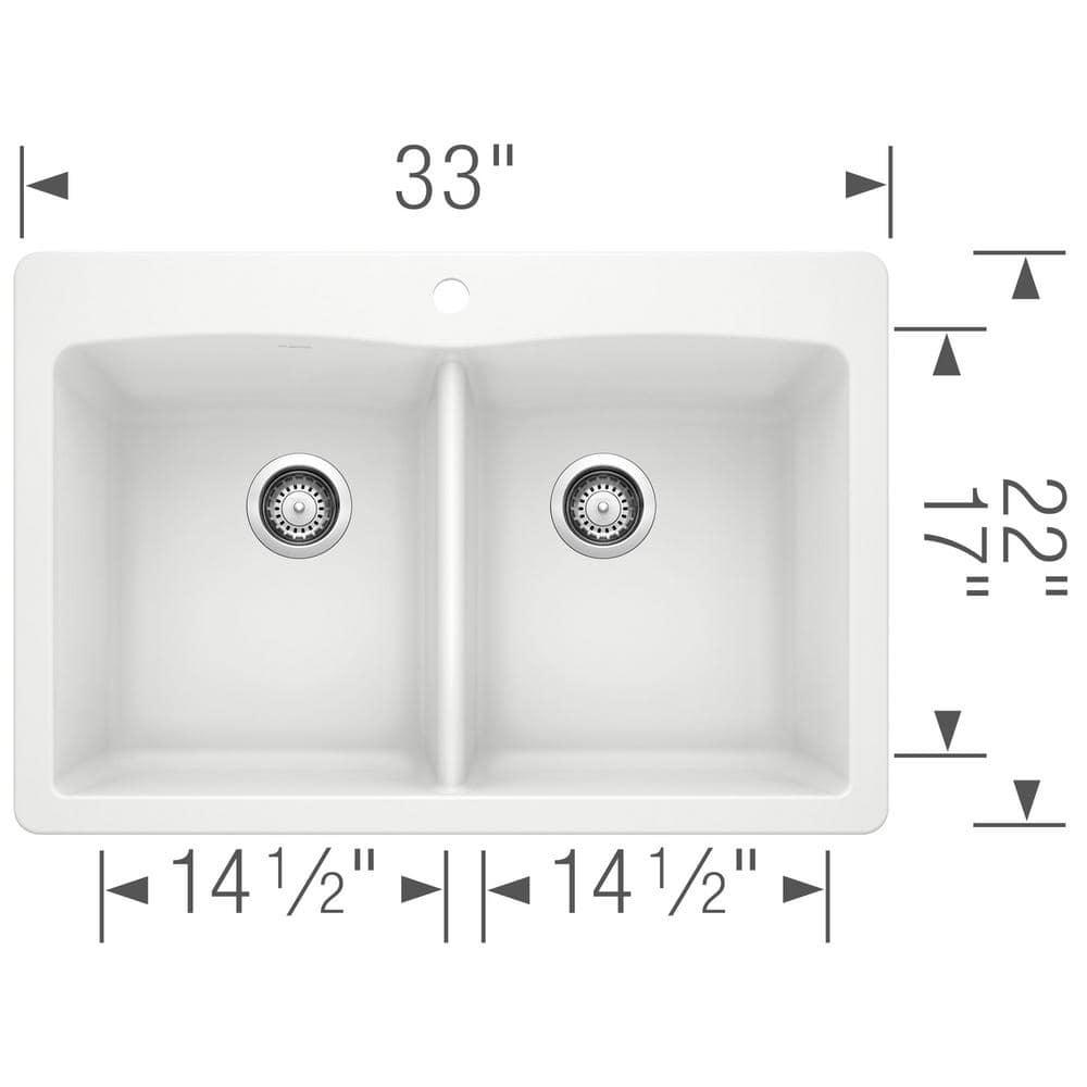 Diamond SILGRANIT 33" L x 22" W Double Bowl Drop-In/Undermount Kitchen Sink