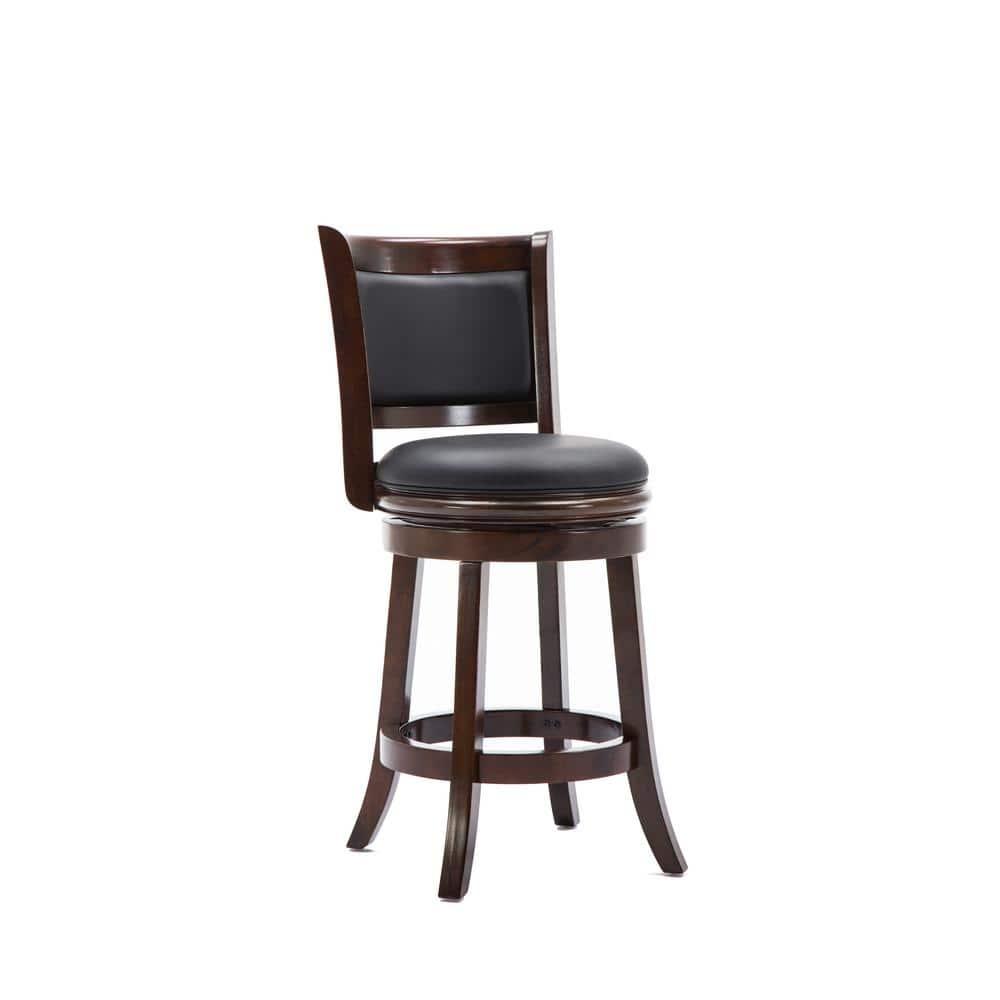 24" Augusta Swivel Counter Height Barstool Hardwood Cappuccino - Boraam: Round Seat, Footrest